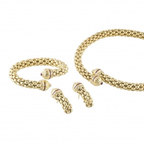 Yellow Gold Diamond and Ruby Jewellery Suite